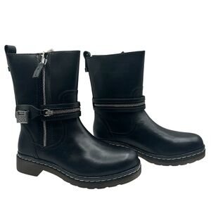 Zara Woman Black Leather Moto-Style Boots – Size 36 (Approx. US 6)